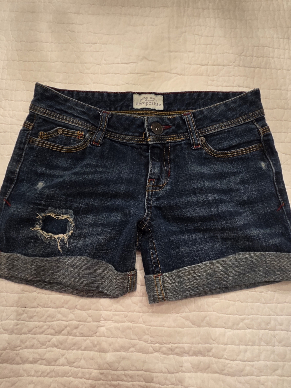 Aeropostale Dark Wash Denim Cuffed Women's Shorts Size 00